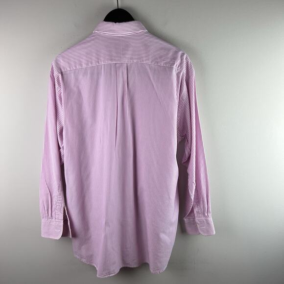 Vintage GITMAN Bros Sz 16 1/2 33 Pink Candy Striped Button Shirt Oxford Collar - Picture 6 of 7